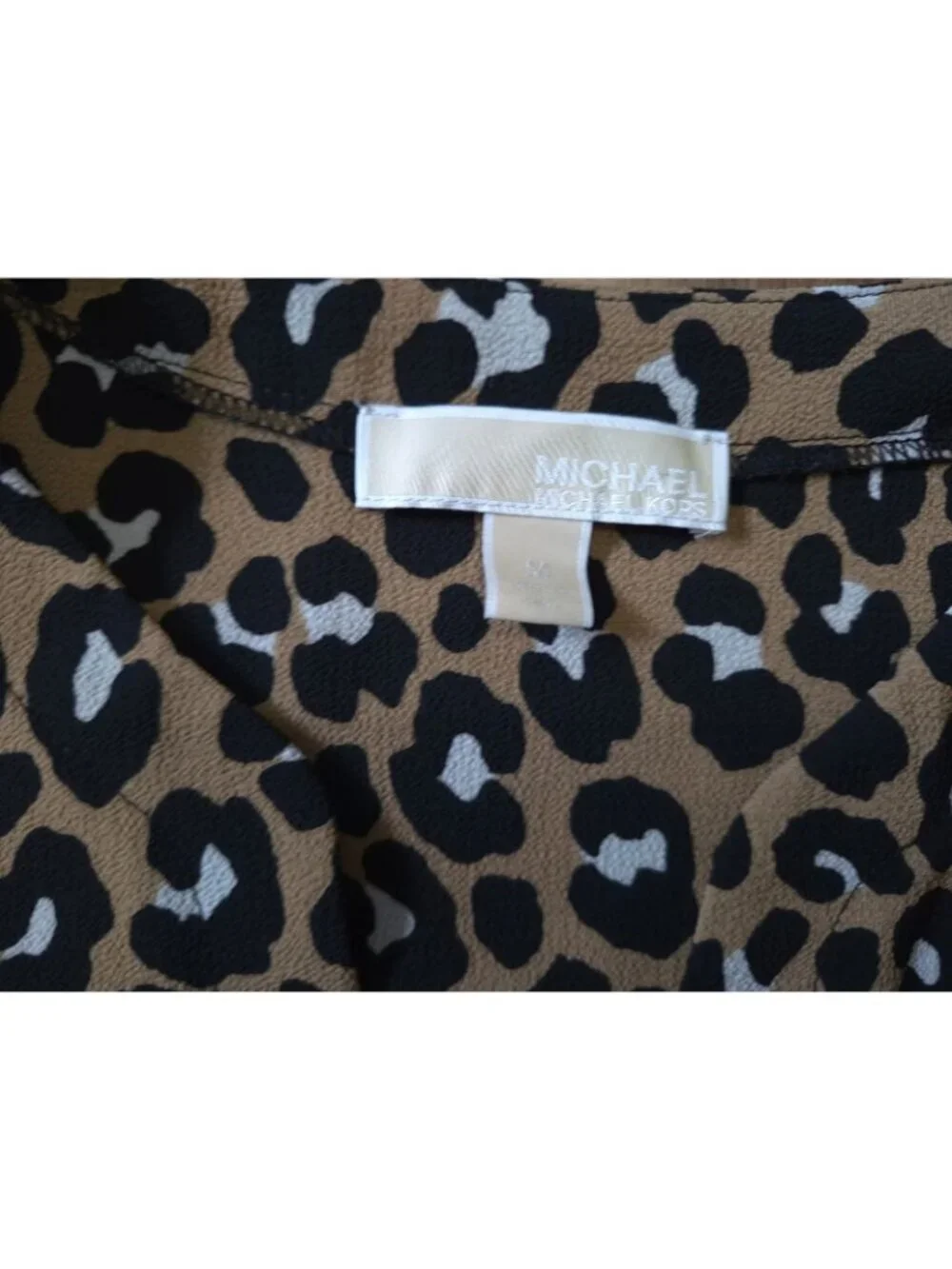 Michael Kors Leopard Print Blouse Tie Sleeve Womens Size M Animal Print Top.